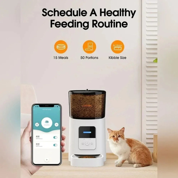 Wopet 6L Automatic Cat Food Dispenser, Remote Cat Feeder, - Picture 2 of 6
